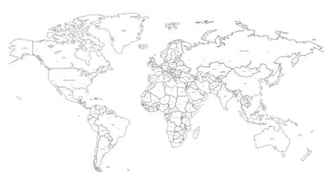 Black And White World Map - 20 Free PDF Printables | Printablee | World ...