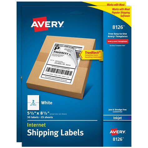 Avery Shipping Address Labels, Inkjet Printers, 100 Labels, Half Sheet ...