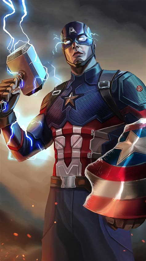 750x1334 Captain America Mjolnir Artwork iPhone 6, iPhone 6S, iPhone 7 ...