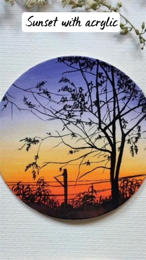 Sunset with acrylic | Landscape art, Landscape paintings, Modern art ...