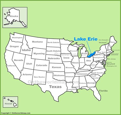 Lake Erie location on the U.S. Map - Ontheworldmap.com