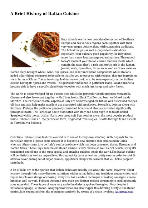 Calaméo A Brief History Of Italian Cuisine