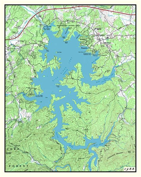 1988 Map of Blue Ridge Lake Georgia - Etsy