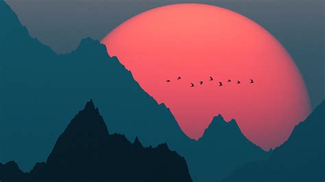 Sunset Minimalist Scenery 4K #7880g Wallpaper PC Desktop