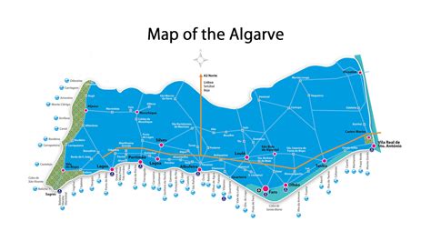 Detailed map of Algarve with beaches | Algarve | Portugal | Europe ...