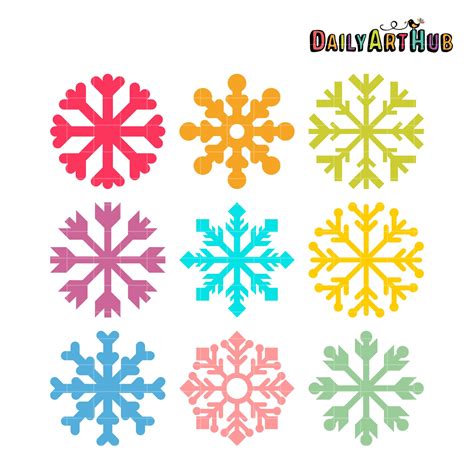 Simple Snowflake Clip Art Set – Daily Art Hub // Graphics, Alphabets & SVG