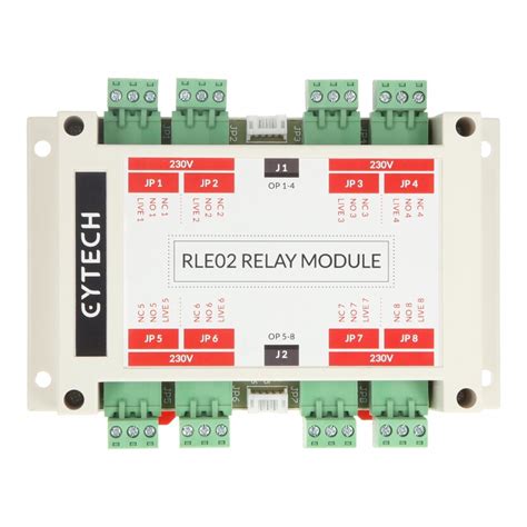 Relay Module with 8 Relays in DIN Rail Enclosure