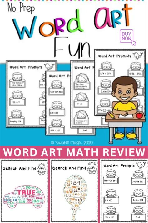 Word Art Math Review | No-Prep | Math review, Math, Word art