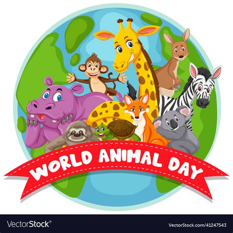 World animal day poster with wild animals Vector Image