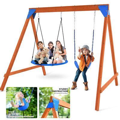 Ebay cedar wooden swing sets for kids backyard with 40 inch saucer ...