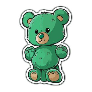 Green Sticker Of A Teddy Bear That Is Sitting Clipart Vector, Sticker ...