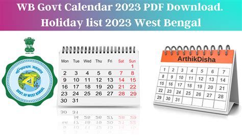 WB Govt Calendar 2023 PDF. Holiday list 2023 West Bengal