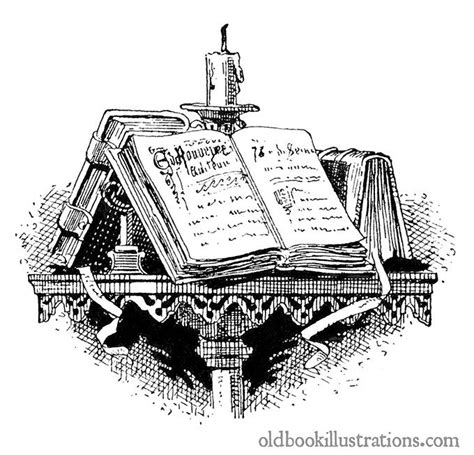 Tailpiece with Books and Candle | Old Book Illustrations