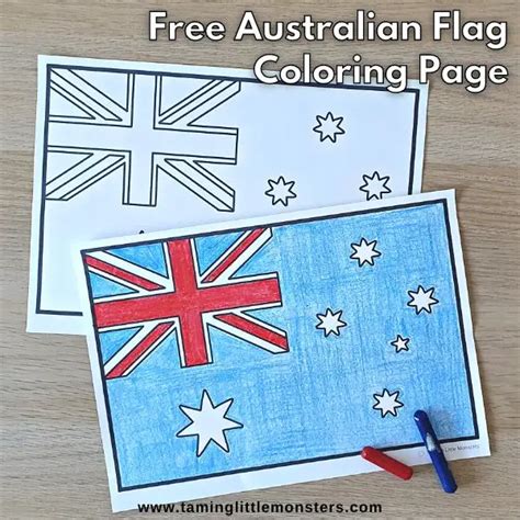 Free Australian Flag Coloring Page - Taming Little Monsters