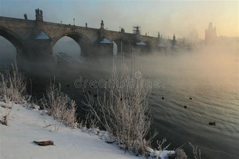 Charles bridge in winter stock image. Image of freezing - 23329851