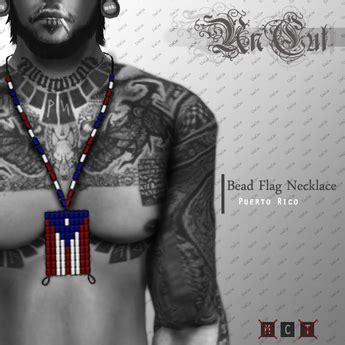 Second Life Marketplace - UnCut - Bead Flag Necklace: Puerto Rico