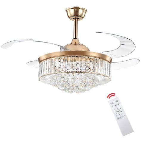 Buy MarkDee Crystal Fandelier Ceiling Fan with LED Light and Remote ...