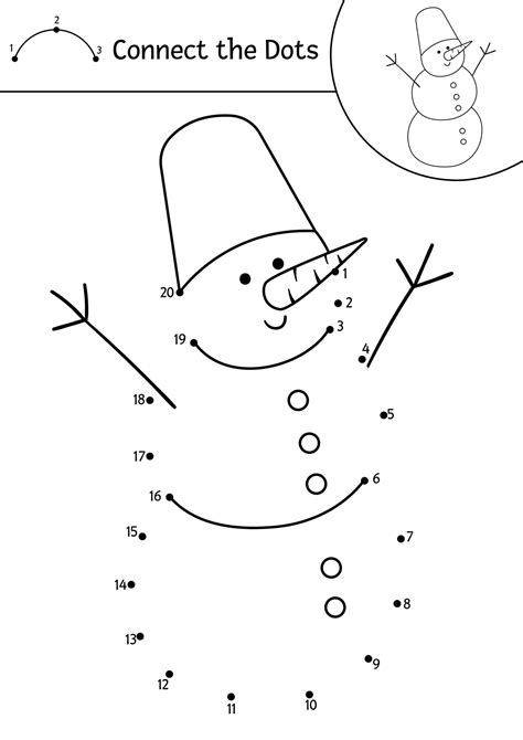 Vector Christmas dot-to-dot and color activity with cute snowman ...