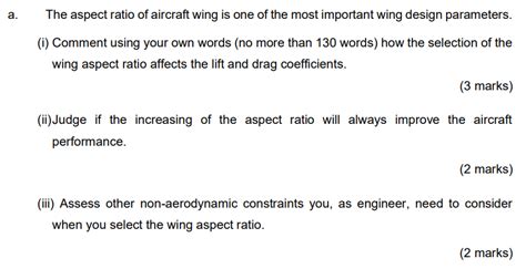 Solved The aspect ratio of aircraft wing is one of the most | Chegg.com