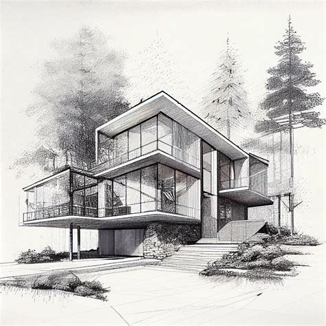 Modern House Architecture Sketch