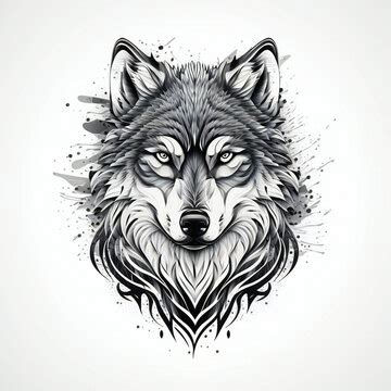 Wolf Face Stencil Tattoo