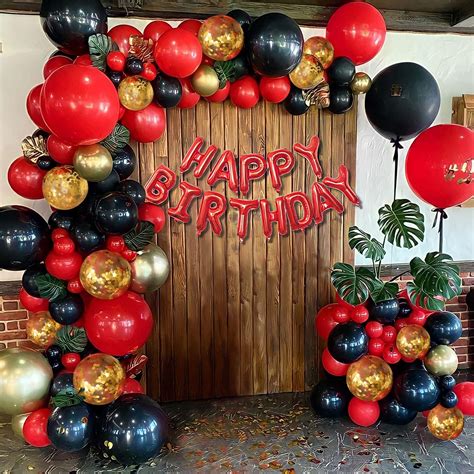 Buy Red and Black Gold Balloons, Red and Black Birthday Party ...