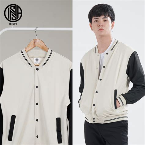 INSPI Varsity Jacket Baseball Ivory White Jersey For Men and Women w/