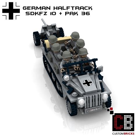 Ww2 German sdkfz.10 halftrack with pak36 custom lego set with real LEGO ...