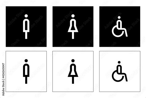 male and female toilet symbols. disabled icon. gender icon. restroom ...