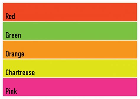 Fluorescent Color Chart