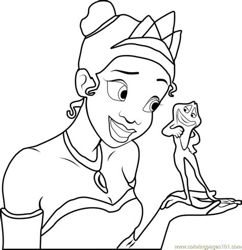 Tiana Princess and the Frog Coloring Page for Kids - Free The Princess ...