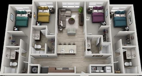 House Plan Design 3d 4 Room - homeplan.cloud