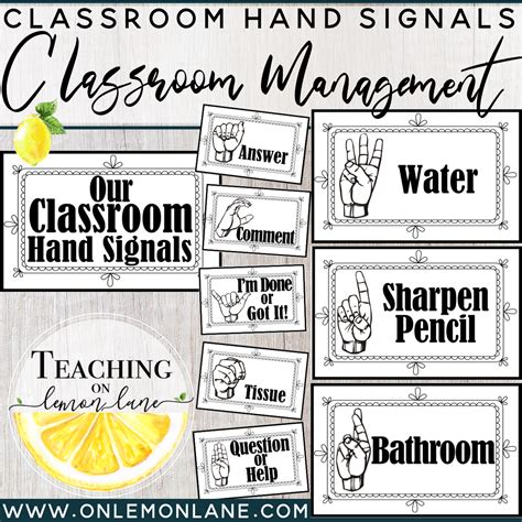 Hand Signals Poster Classroom Management: Hand Signal Pack Sign Language