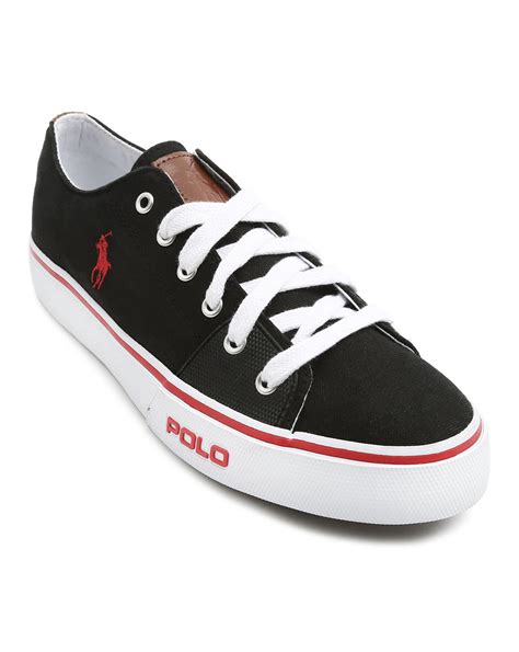 Polo Ralph Lauren Cantor Black Canvas Sneakers in Black for Men | Lyst