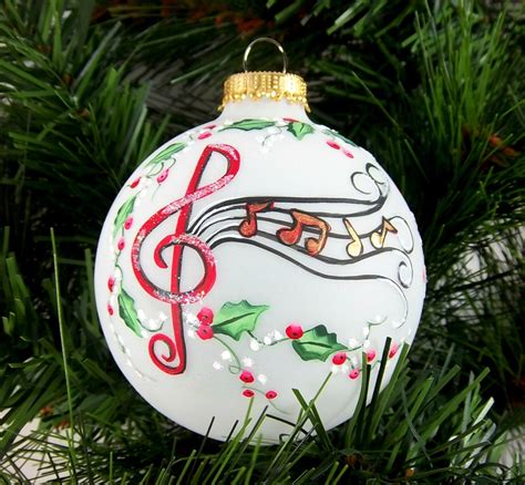 Musical Notes Ornament Christmas Hand-Painted Holly and