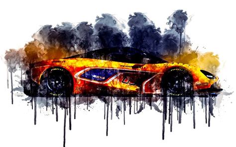 Car 2019 McLaren 720S GT3 8K 2 1 cars watercolor painting colorful art ...