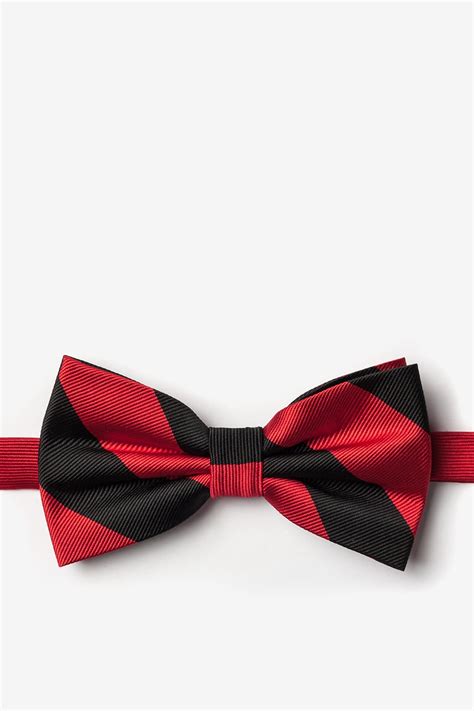 Red & Black Striped Pre-Tied Bow Tie | Casual Neckties | Ties.com