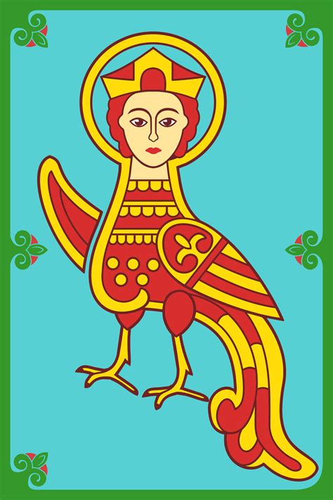 Poster of Siren or Paradise Bird, Firebird. Ancient folk symbol. Vector ...