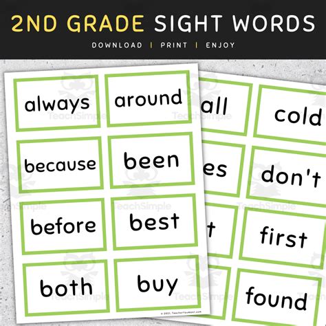 Sight Words Flashcards: 2nd Grade, [SET 1] by Teach Simple