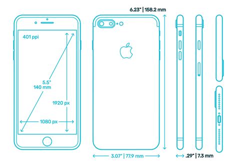 Apple iPhone 7 Plus (10th Gen) Dimensions & Drawings | Dimensions.com