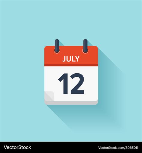 July 12 flat daily calendar icon date Royalty Free Vector