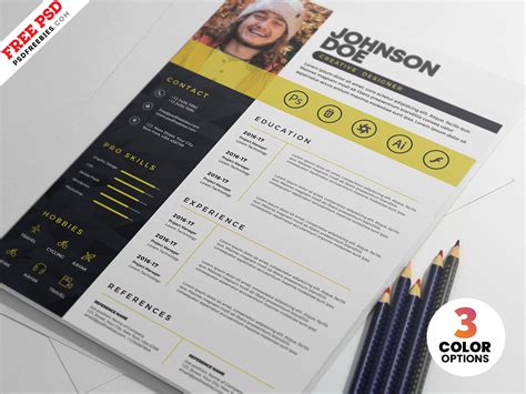 Professional PSD Resume CV Template | PSDFreebies.com