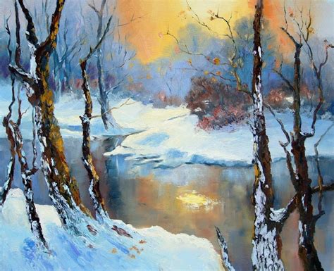 Impressionist snow scene Original landscape by artbymarion on Etsy