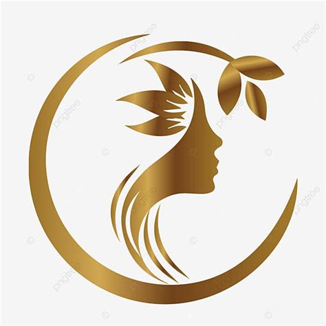 a woman's face with leaves on her head in a circle logo design template