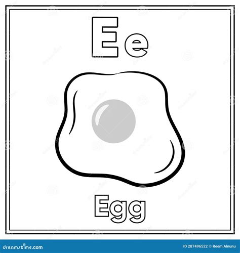 English Alphabet Letter E Learning Card with Cute Egg Sketch for ...