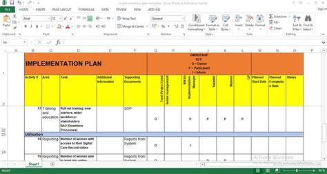 Project Implementation Plan Template Excel