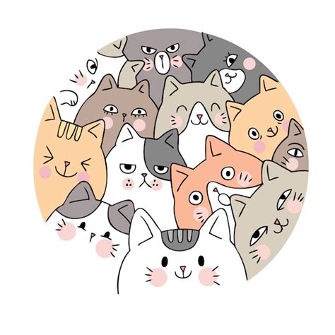 Premium Vector | Cartoon cute face cats vector.