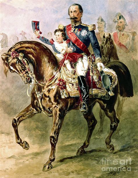 Napoleon IIi With His Son Louis Napoleon Riding Horse, 19th Century ...