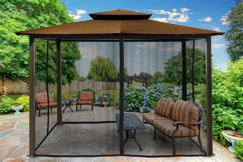 Catalina 10' x 12' Gazebo with Cocoa Roof and Mosquito Netting ...