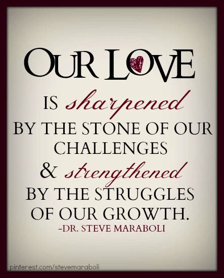 Quote by Steve Maraboli: “Our love is sharpened by the stone of our ...